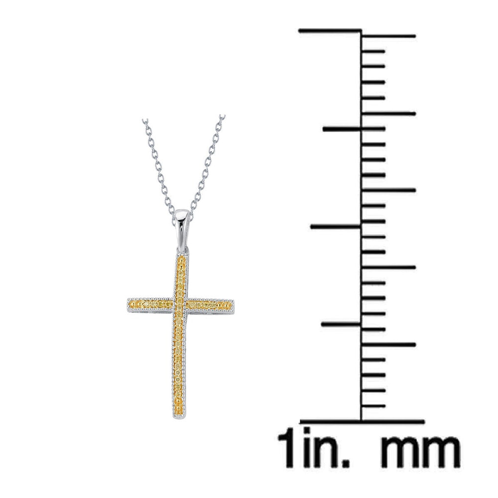 0.30CTTW Yellow Diamond Cross Pendant in Sterling Silver