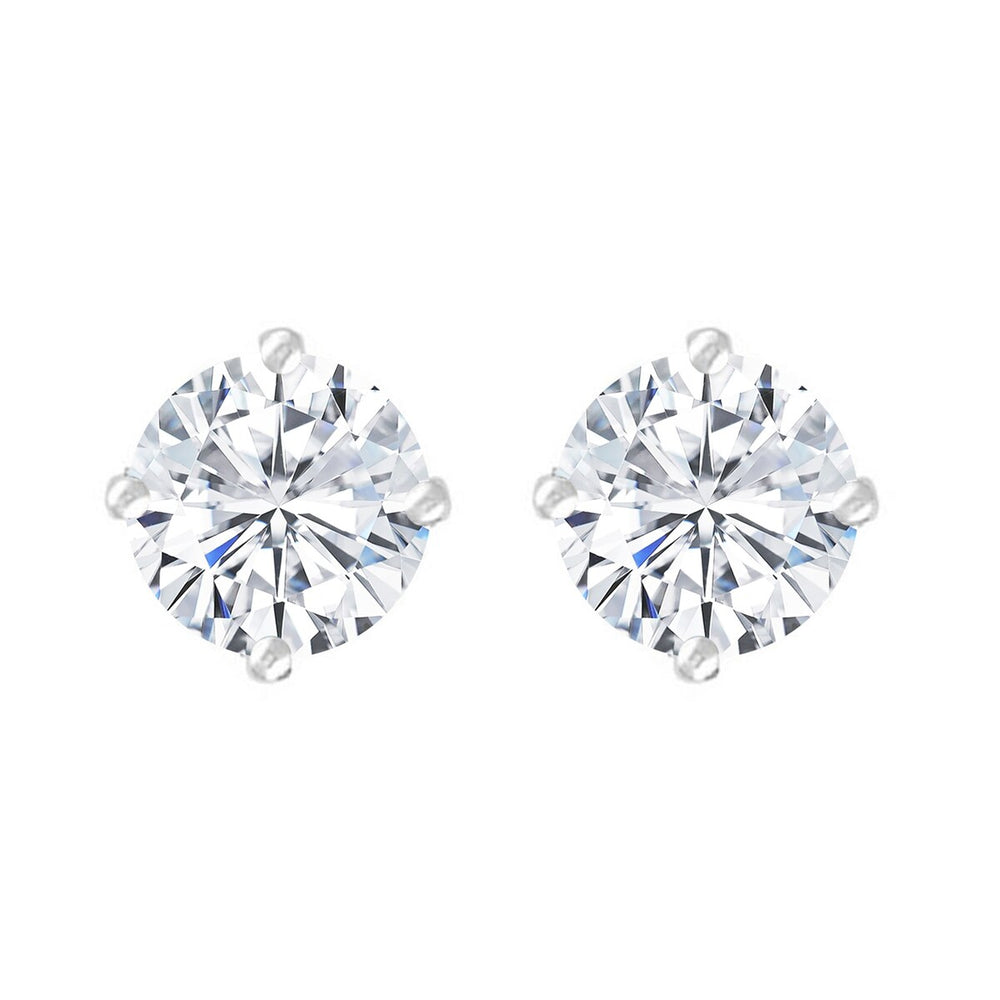 0.50 Carat Round Lab Grown Diamond Stud Earrings in Sterling Silver