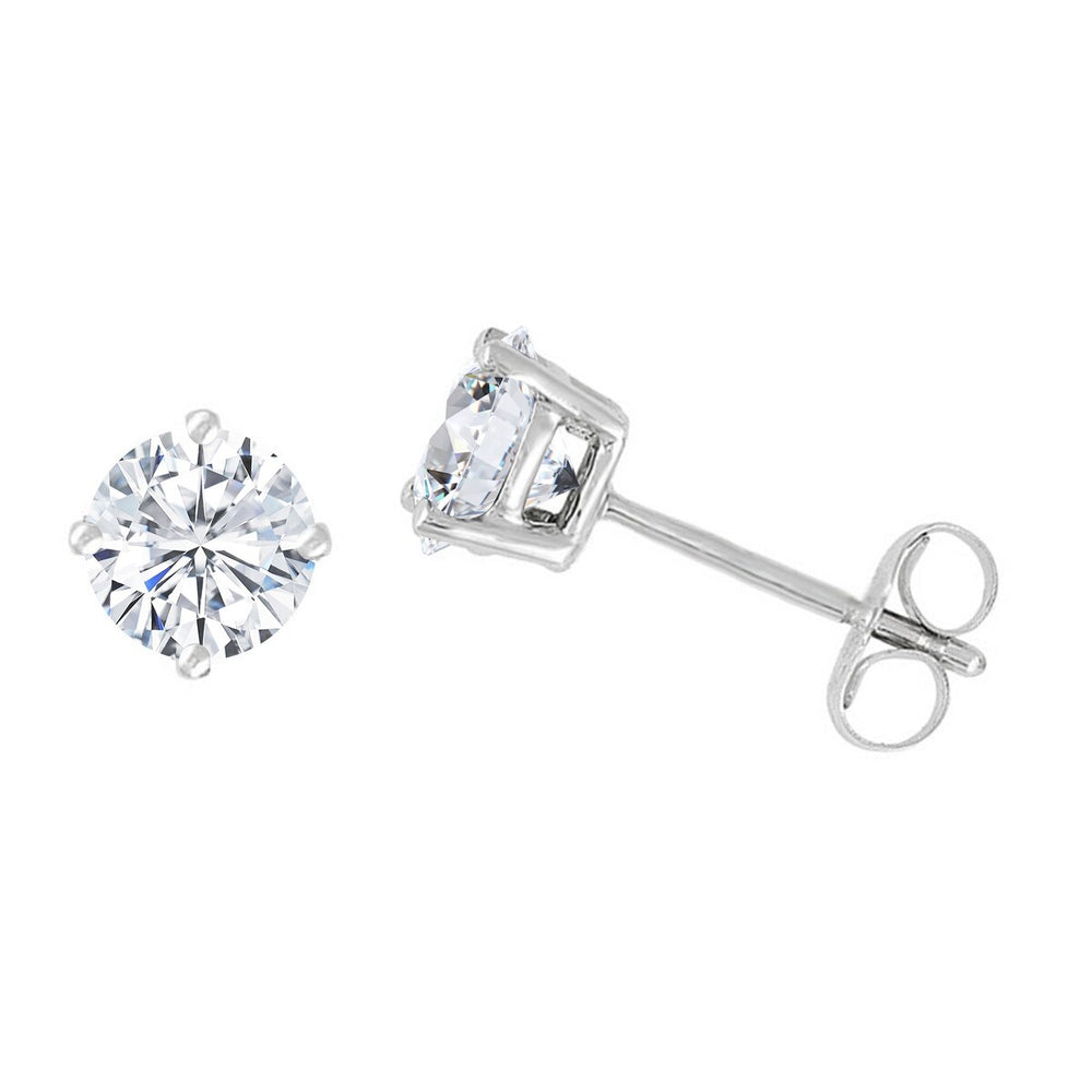 0.50 Carat Round Lab Grown Diamond Stud Earrings in Sterling Silver