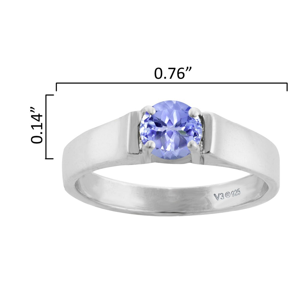 0.50CT Natural Tanzanite Sterling Silver Solitaire Ring