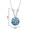 0.80CT Blue Moissanite Sterling Silver Solitaire Pendant Necklace