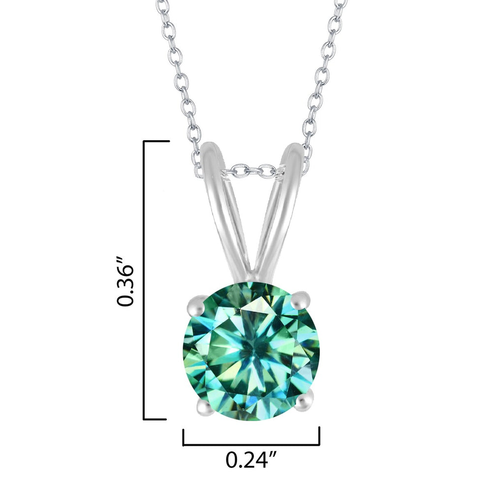 0.80CT Green Moissanite Sterling Silver Solitaire Pendant Necklace