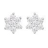 0.85Ct Natural White Diamond Flower Earrings in Sterling Silver