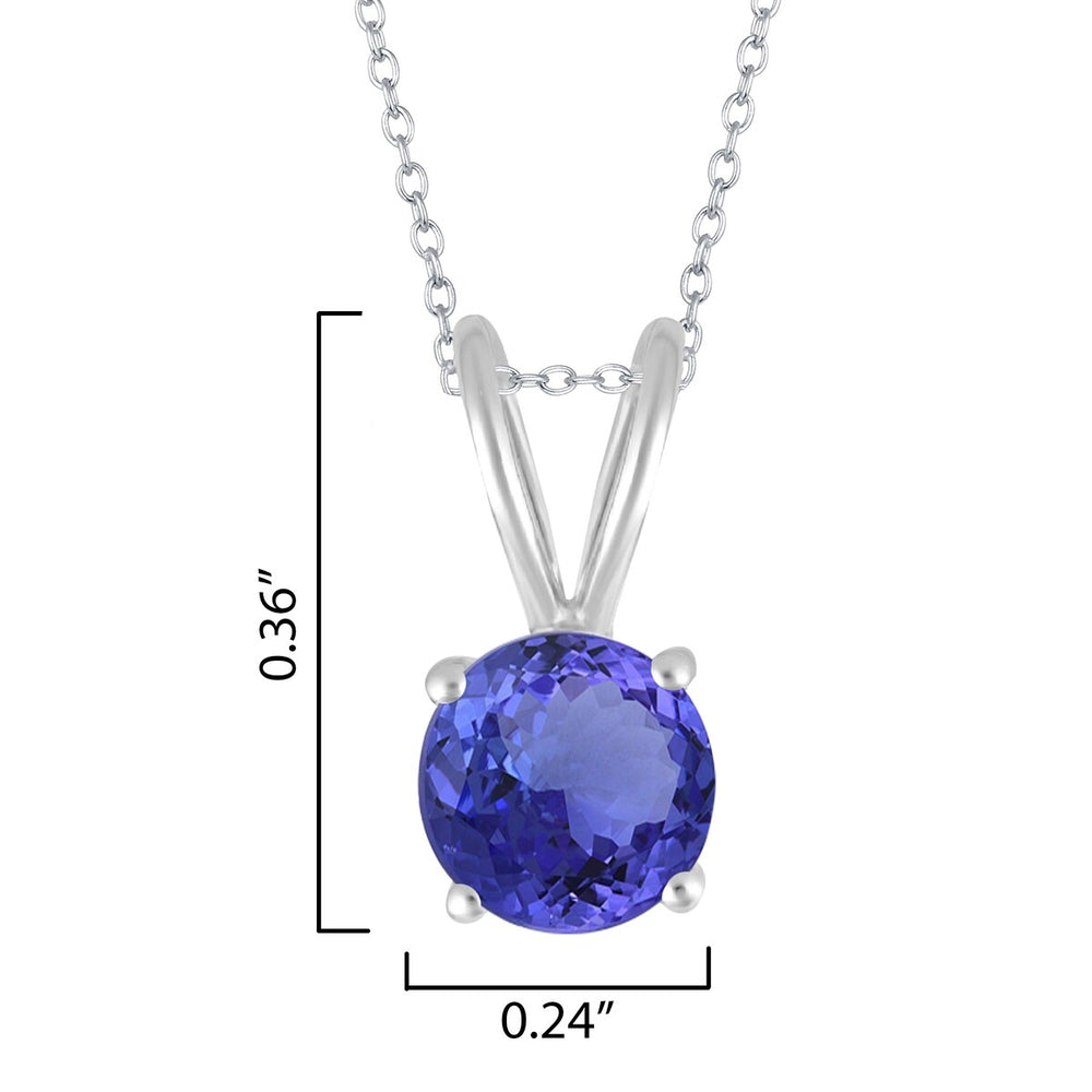 0.90Ct Natural Tanzanite Solitaire Pendant in Sterling Silver