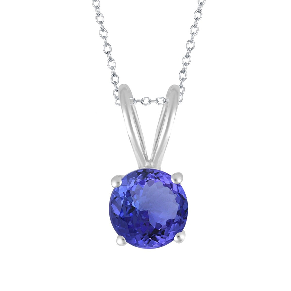 0.90Ct Natural Tanzanite Solitaire Pendant in Sterling Silver