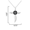 1.00 Carat Natural Black Diamond Sterling Silver Cross Pendant