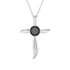 1.00 Carat Natural Black Diamond Sterling Silver Cross Pendant