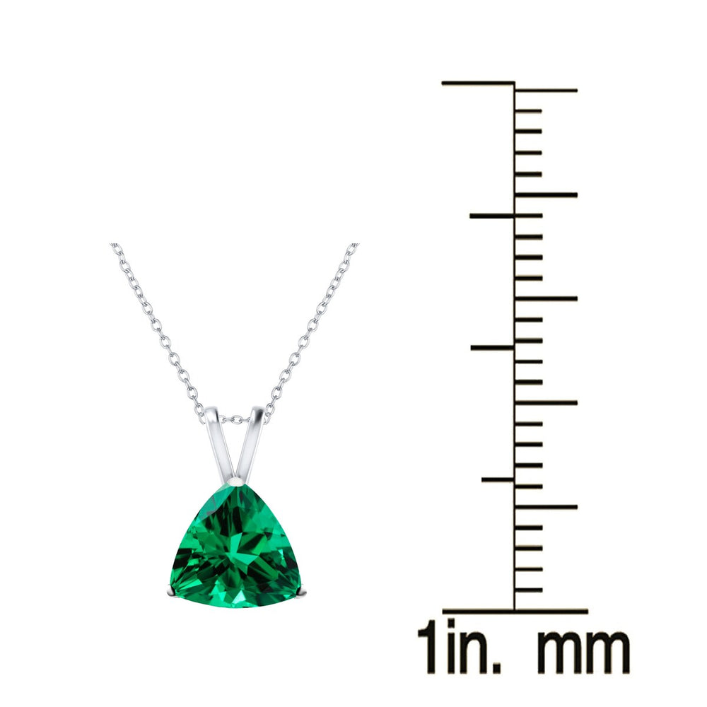 1.50CT Emerald Sterling Silver Trillion Pendant Necklace