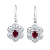 1.80Ct Ruby and White Topaz Dangling Earrings in Sterling Silver