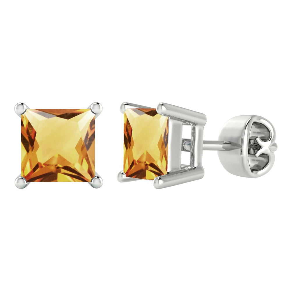 1.85CT Natural Citrine Stud Earrings in Sterling Silver