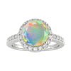 1.85Ct Ethiopian Opal and White Topaz Halo Ring in Sterling Silver