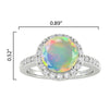 1.85Ct Ethiopian Opal and White Topaz Halo Ring in Sterling Silver