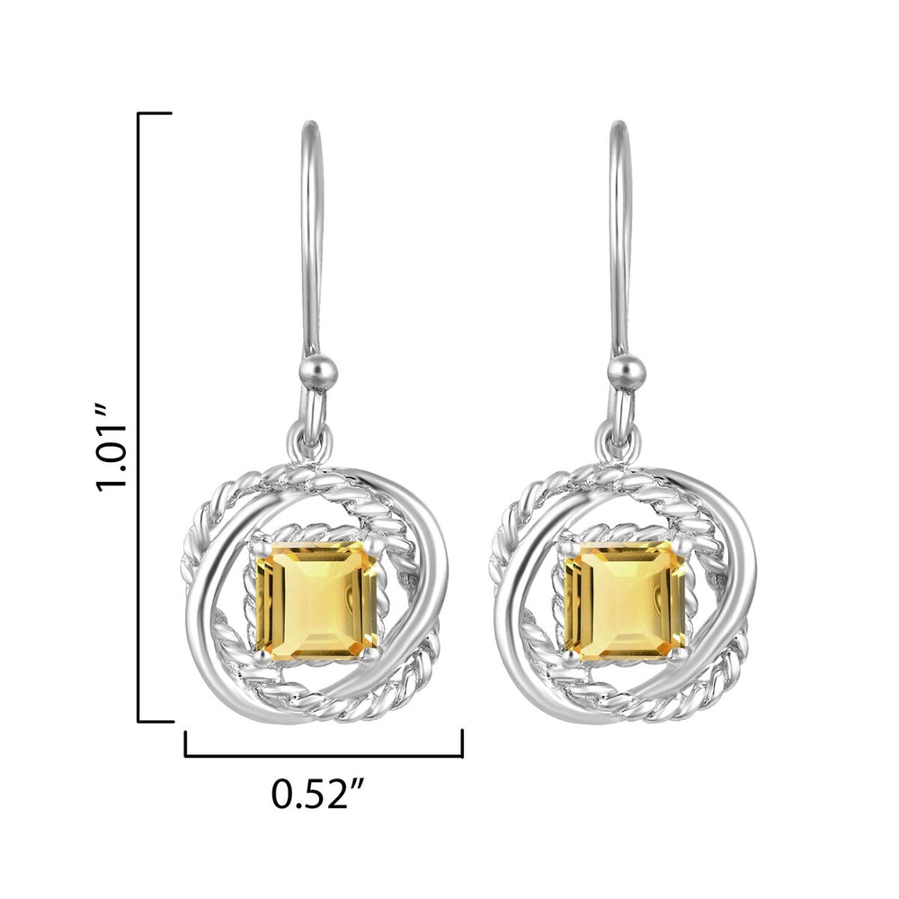 1.90Ct Natural Citrine Twisted Wire Earrings in Sterling Silver