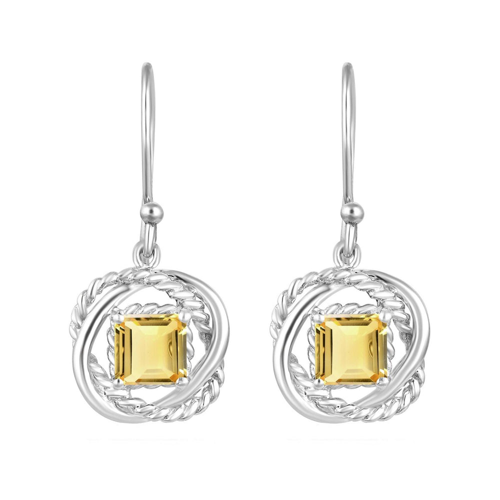 1.90Ct Natural Citrine Twisted Wire Earrings in Sterling Silver