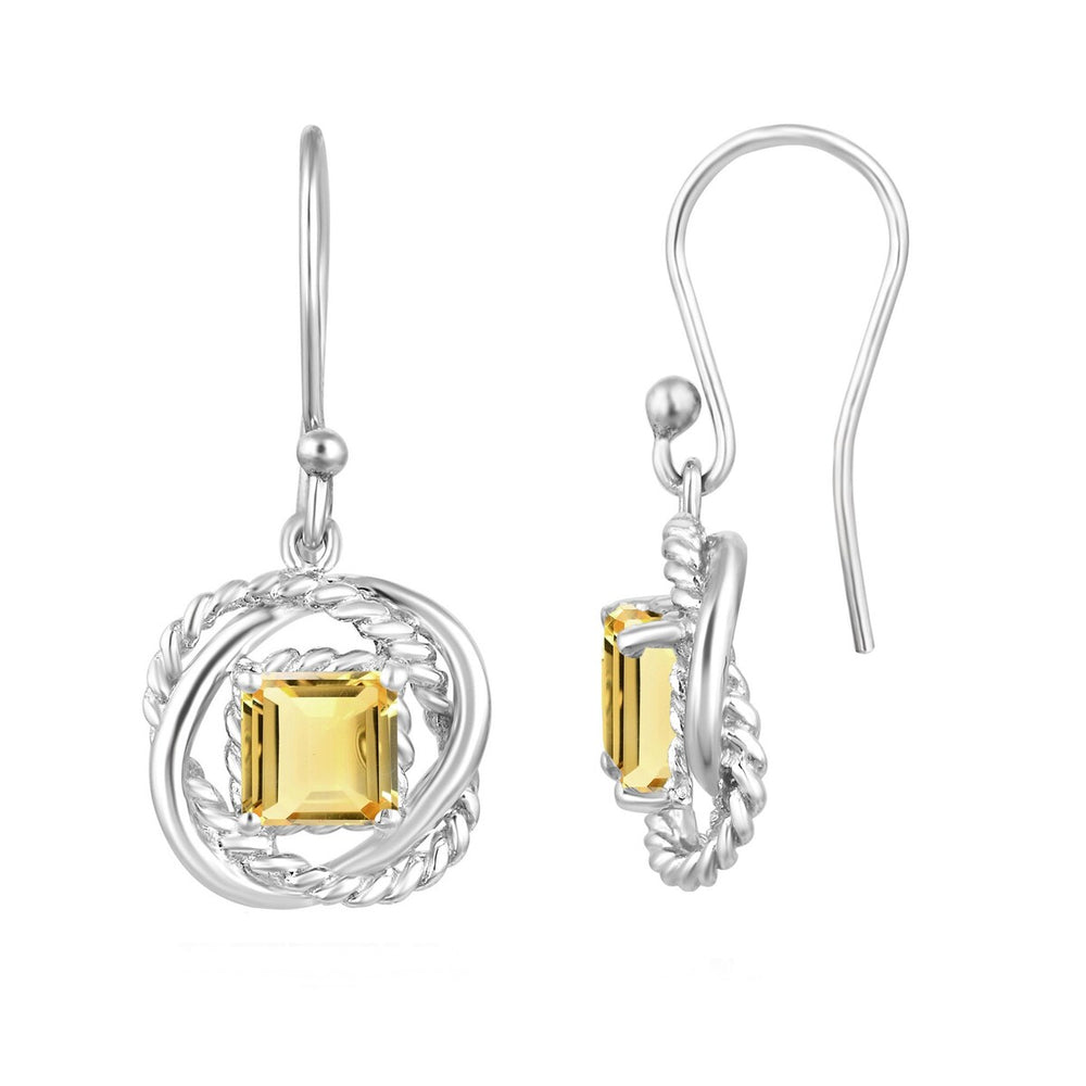 1.90Ct Natural Citrine Twisted Wire Earrings in Sterling Silver