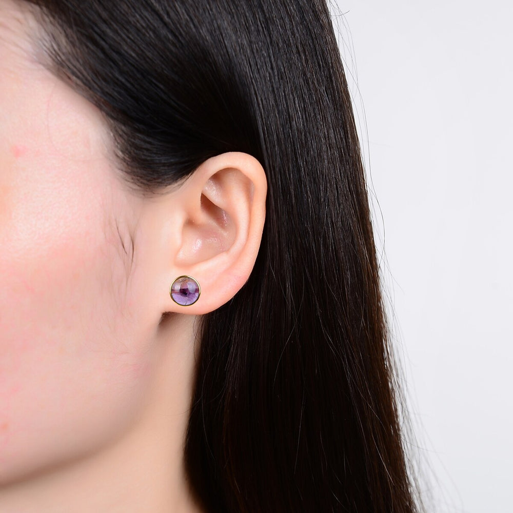 10MM Amethyst Stud Earrings in Sterling Silver