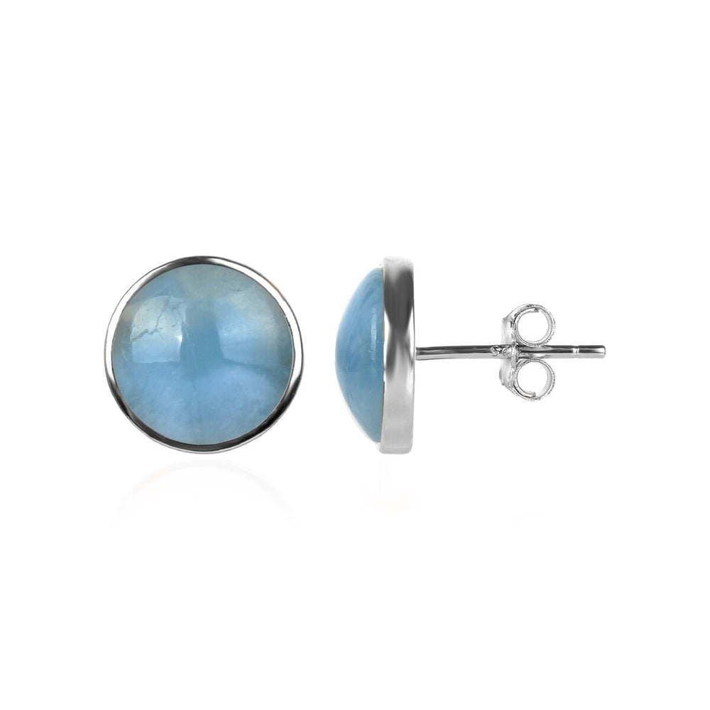 10MM Aquamarine Stud Earrings in Sterling Silver