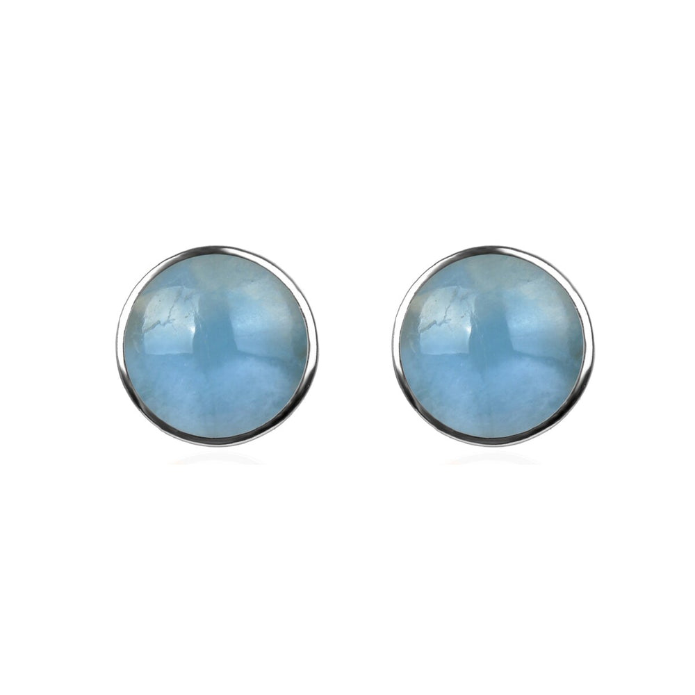 10MM Aquamarine Stud Earrings in Sterling Silver