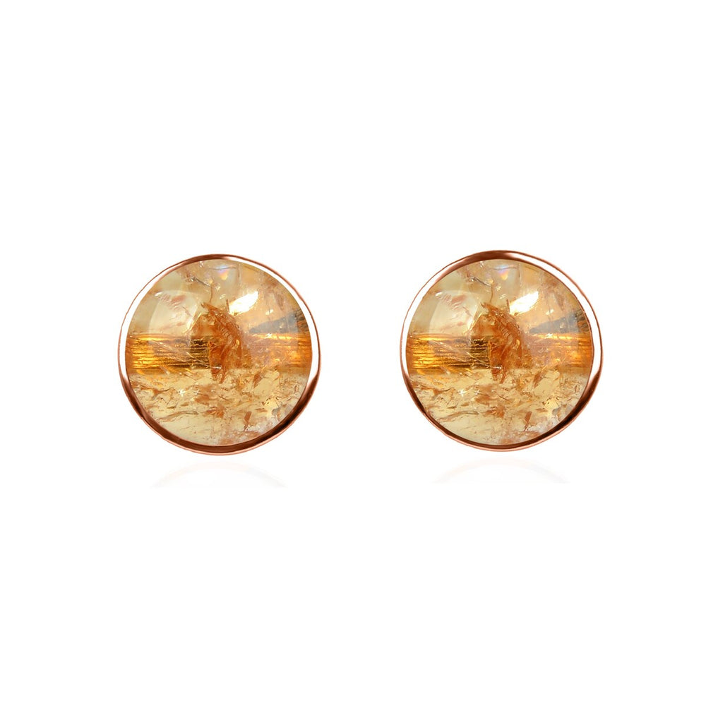 10MM Citrine Stud Earrings in Sterling Silver