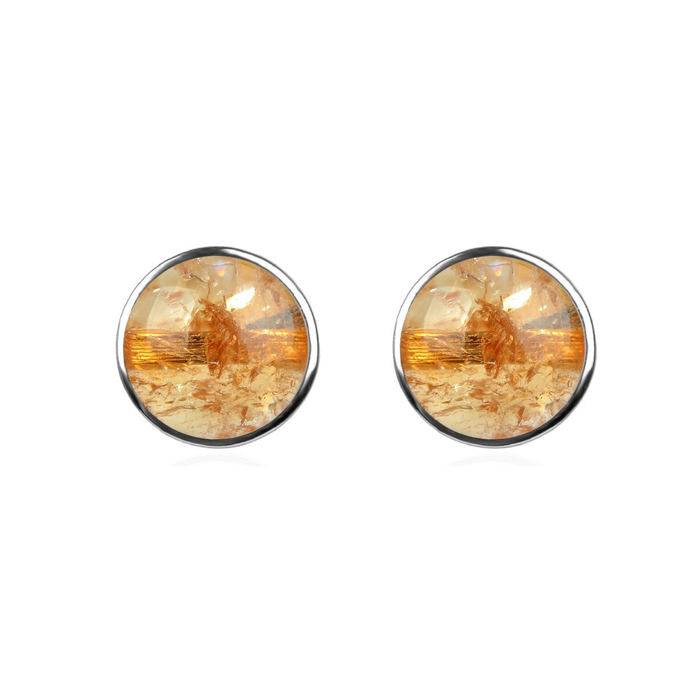 10MM Citrine Stud Earrings in Sterling Silver