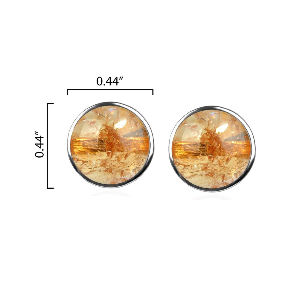 10MM Citrine Stud Earrings in Sterling Silver