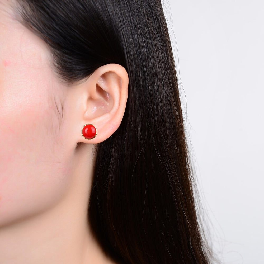 10MM Coral Stud Earrings in Sterling Silver