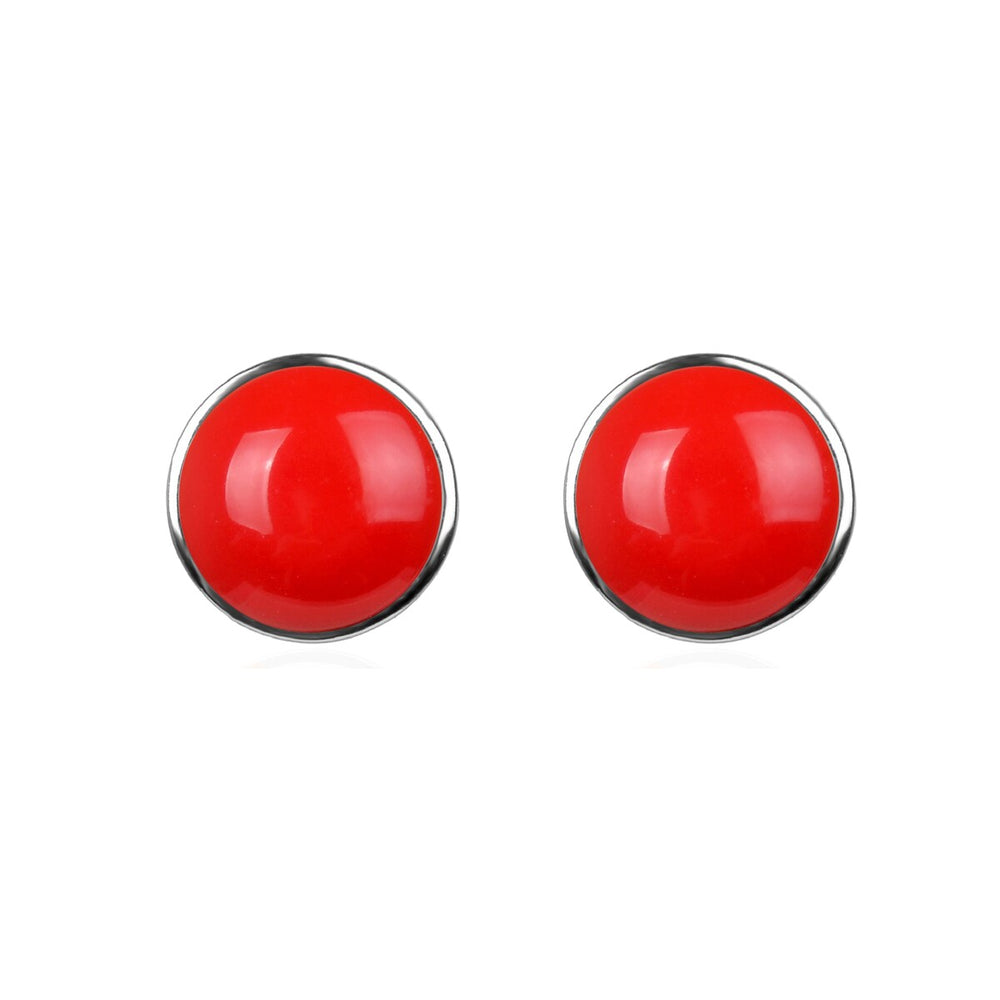 10MM Coral Stud Earrings in Sterling Silver