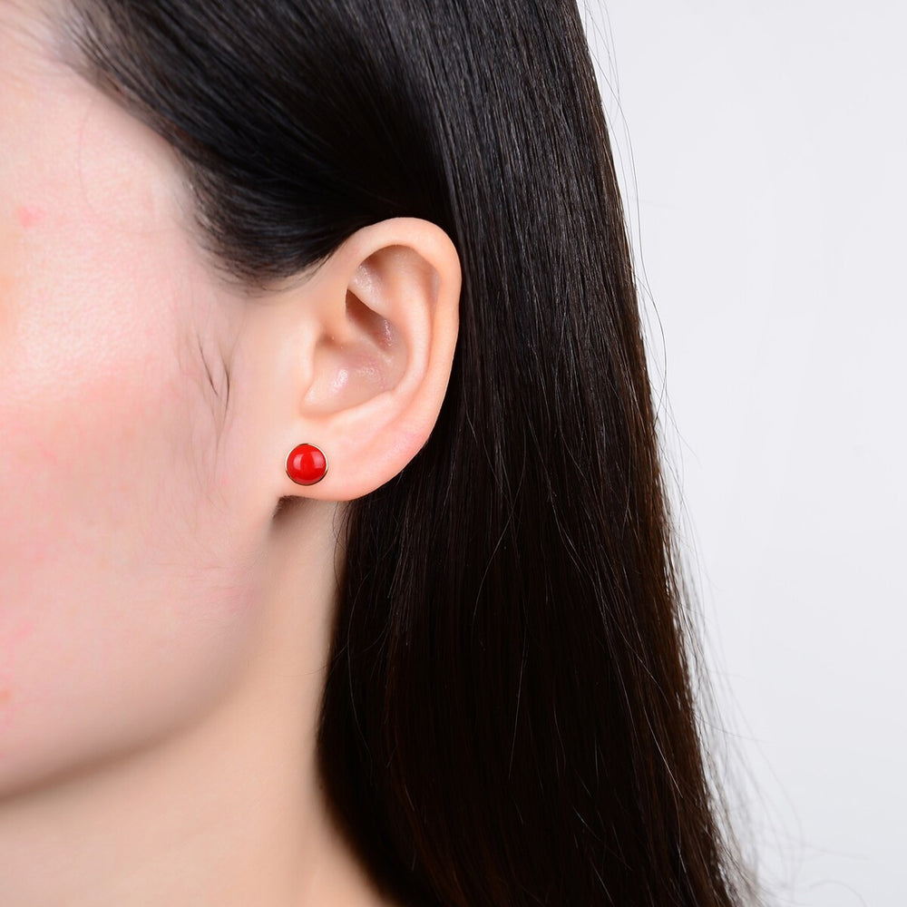 10MM Coral Stud Earrings in Sterling Silver