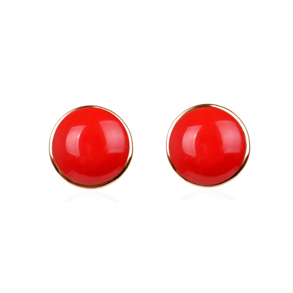 10MM Coral Stud Earrings in Sterling Silver