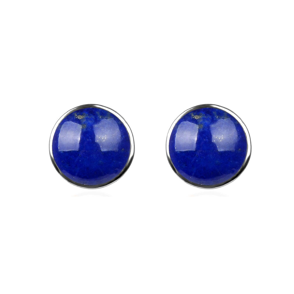 10MM Lapis Lazuli Stud Earrings in Sterling Silver