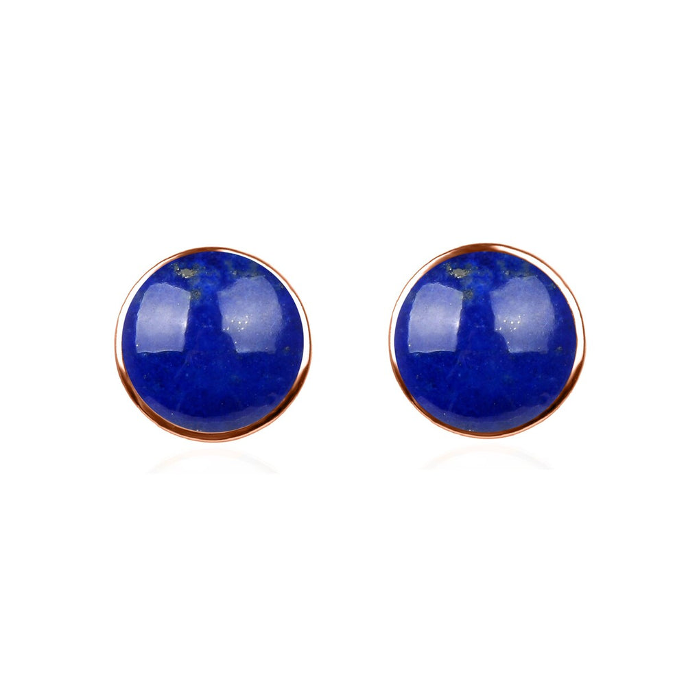 10MM Lapis Lazuli Stud Earrings in Sterling Silver