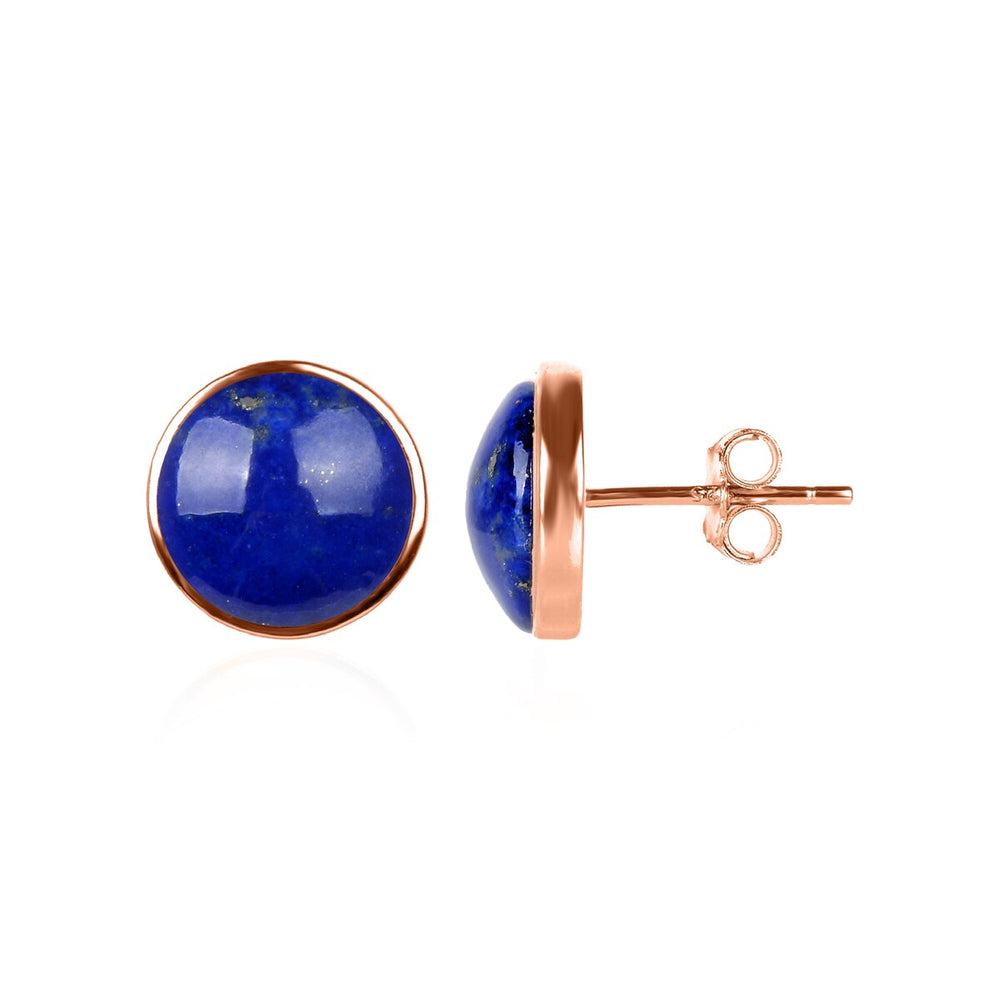 10MM Lapis Lazuli Stud Earrings in Sterling Silver