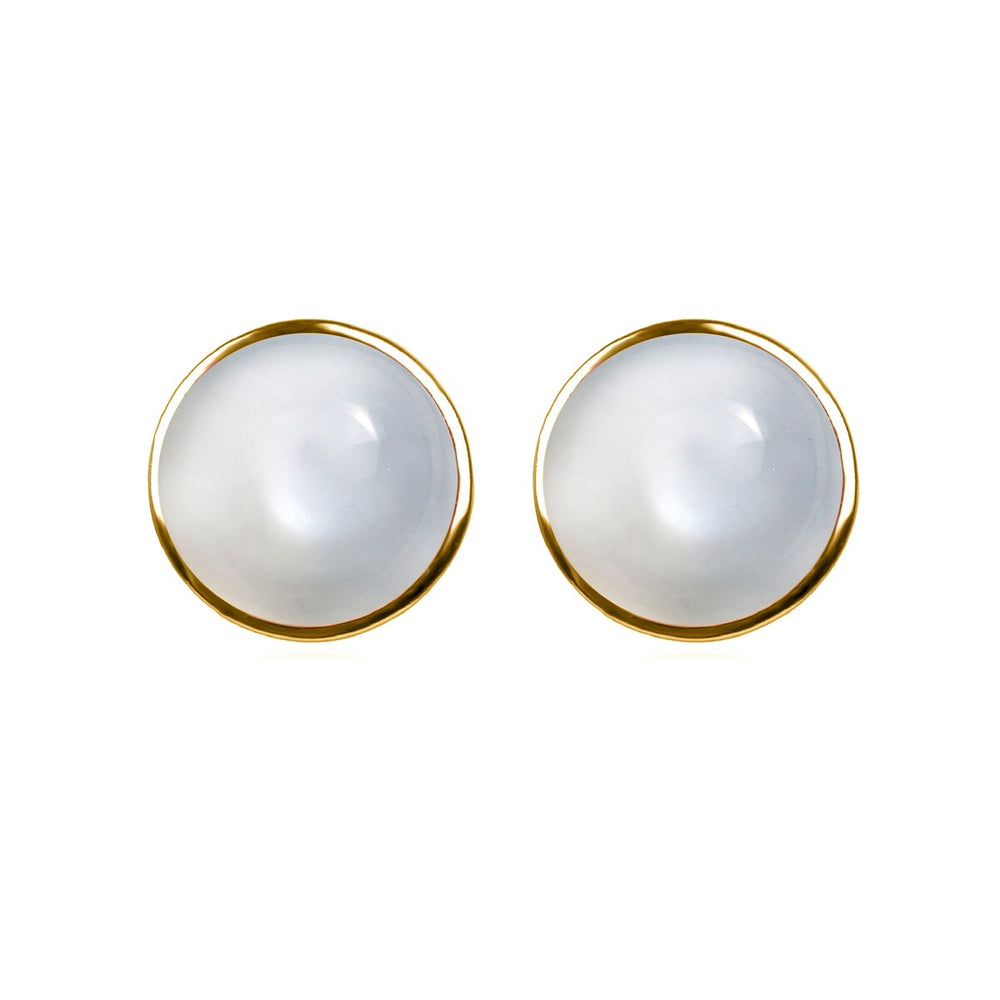 10MM Moonstone Stud Earrings in Sterling Silver