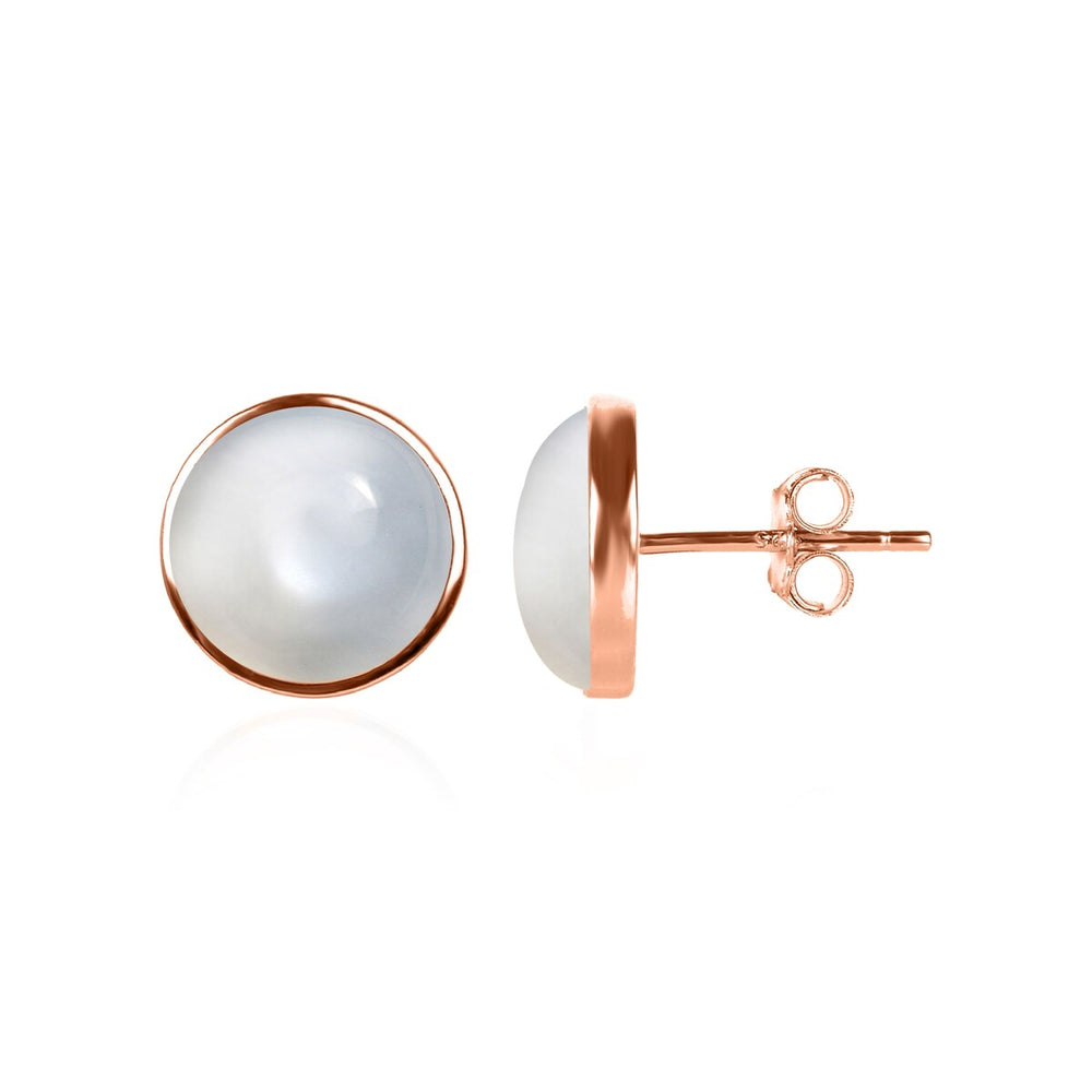 10MM Moonstone Stud Earrings in Sterling Silver