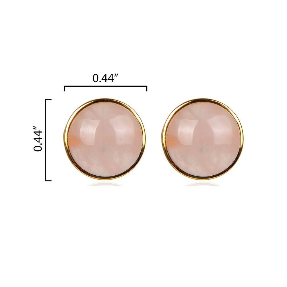 10MM Rose Quartz Stud Earrings in 18K Gold Plated Sterling Silver