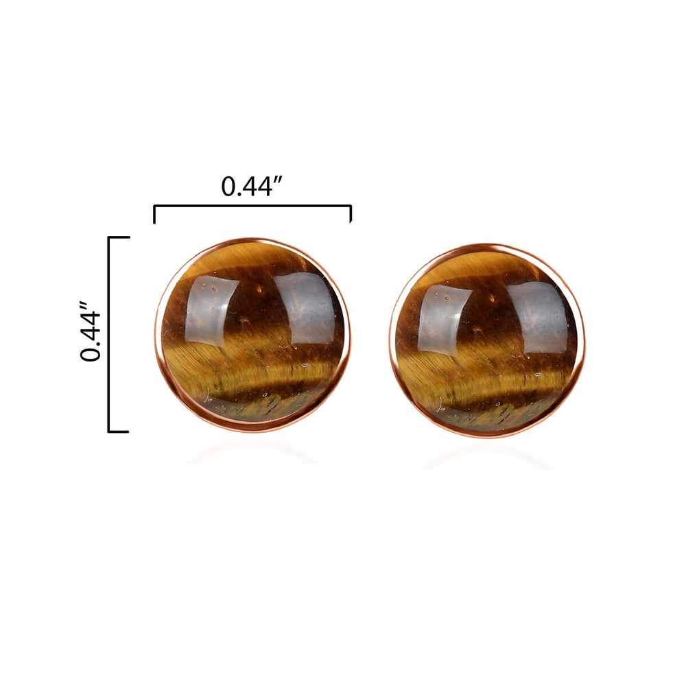 10MM Tiger Eye Stud Earrings in Sterling Silver