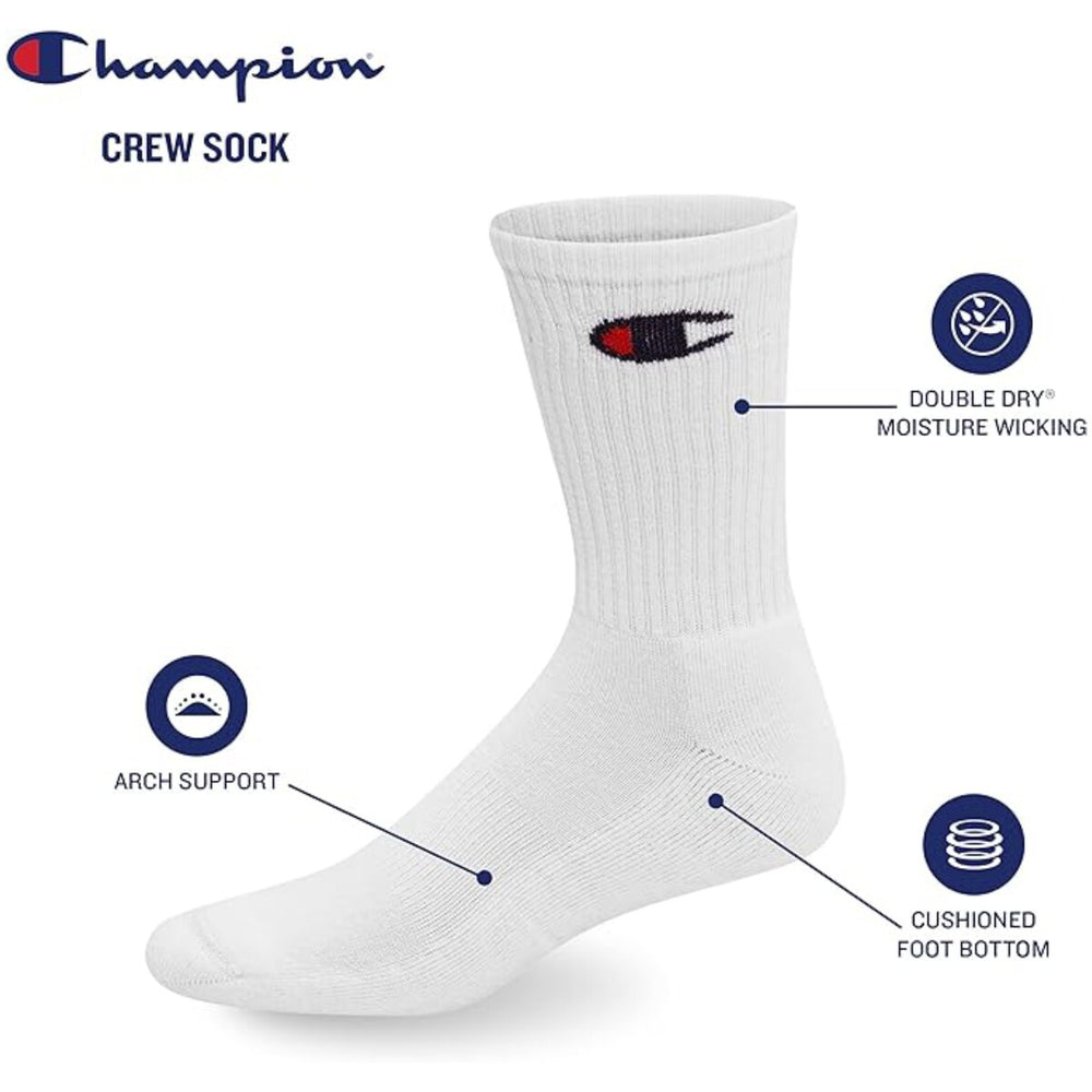 12-Pairs Champion Crew Sock with Gift Box, Black