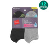 12-Pairs Hanes Lightweight Plus Tall No Show Socks Womens, Blk/Gry