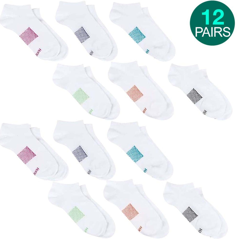 12-Pairs Hanes Womens Performance Lightweight No Show Whites Socks