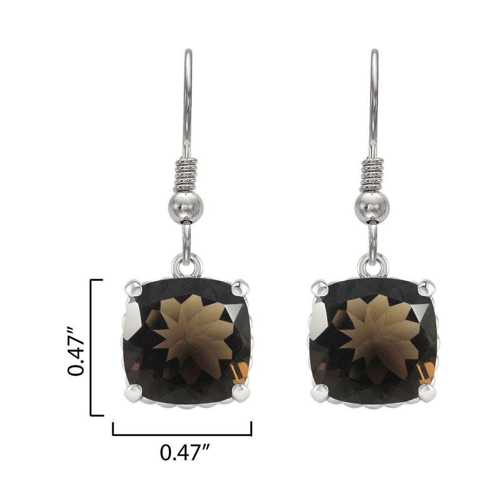 12.00ct Natural Smoky Quartz Dangle Earrings in Sterling Silver