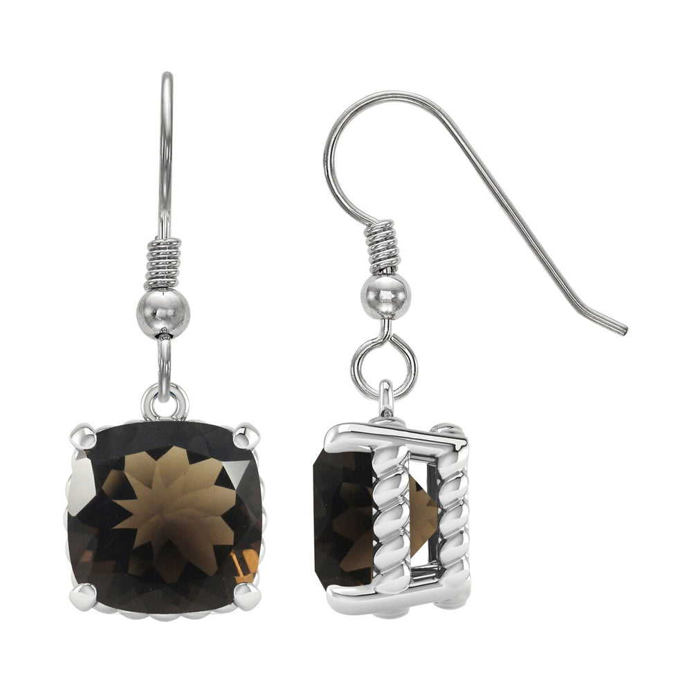 12.00ct Natural Smoky Quartz Dangle Earrings in Sterling Silver