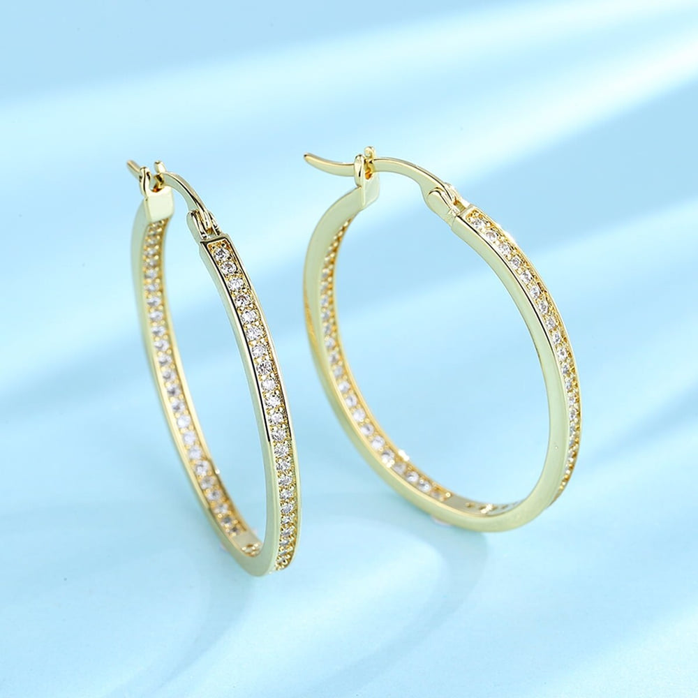 14K Gold In and Out Hoop Earrings with Crystals from Swarovski