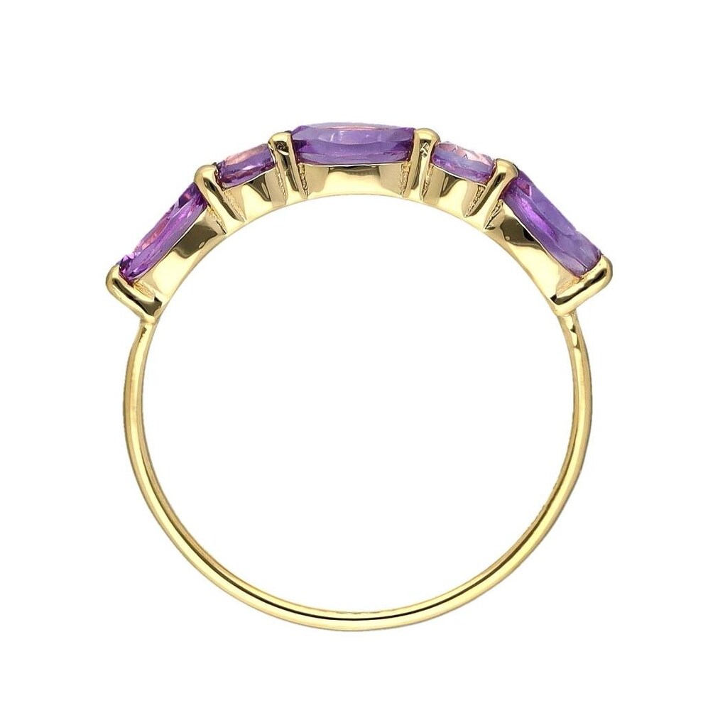 14K Gold Over 925 Silver Purple Amethyst Etenity Band Ring