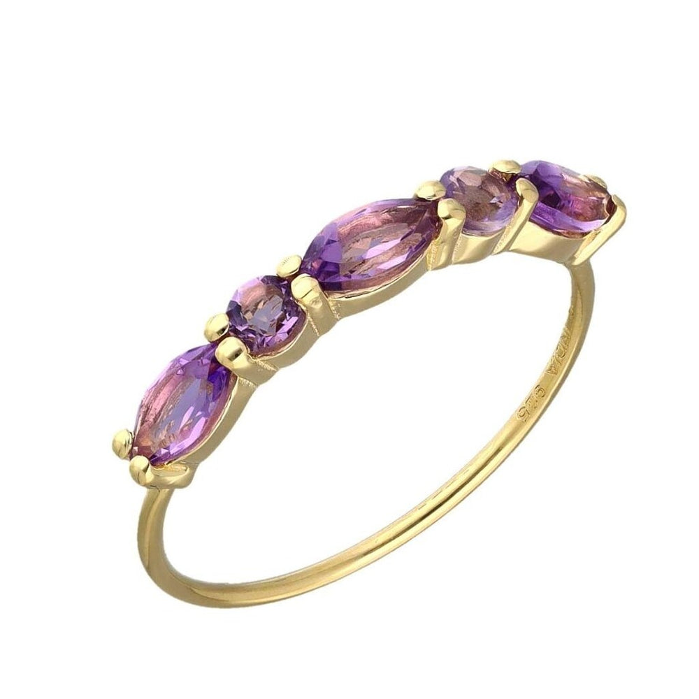 14K Gold Over 925 Silver Purple Amethyst Etenity Band Ring