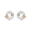 14K Gold Two-Tone Floral and Gemstone Earrings - Multi - 14mm D