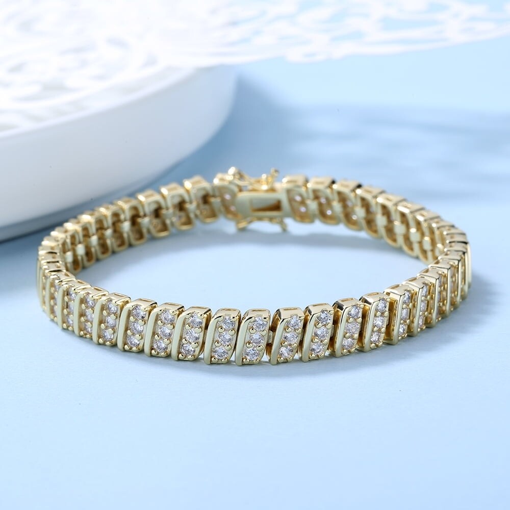 14K Gold Vintage Tennis Bracelet with crystals from Swarovski