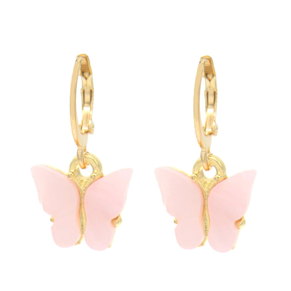 14K Gold and Lab Created Opal Butterfly Drop Earring