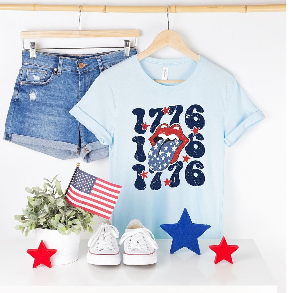 1776 Patriotic Lips Short Sleeve Crewnneck Tee