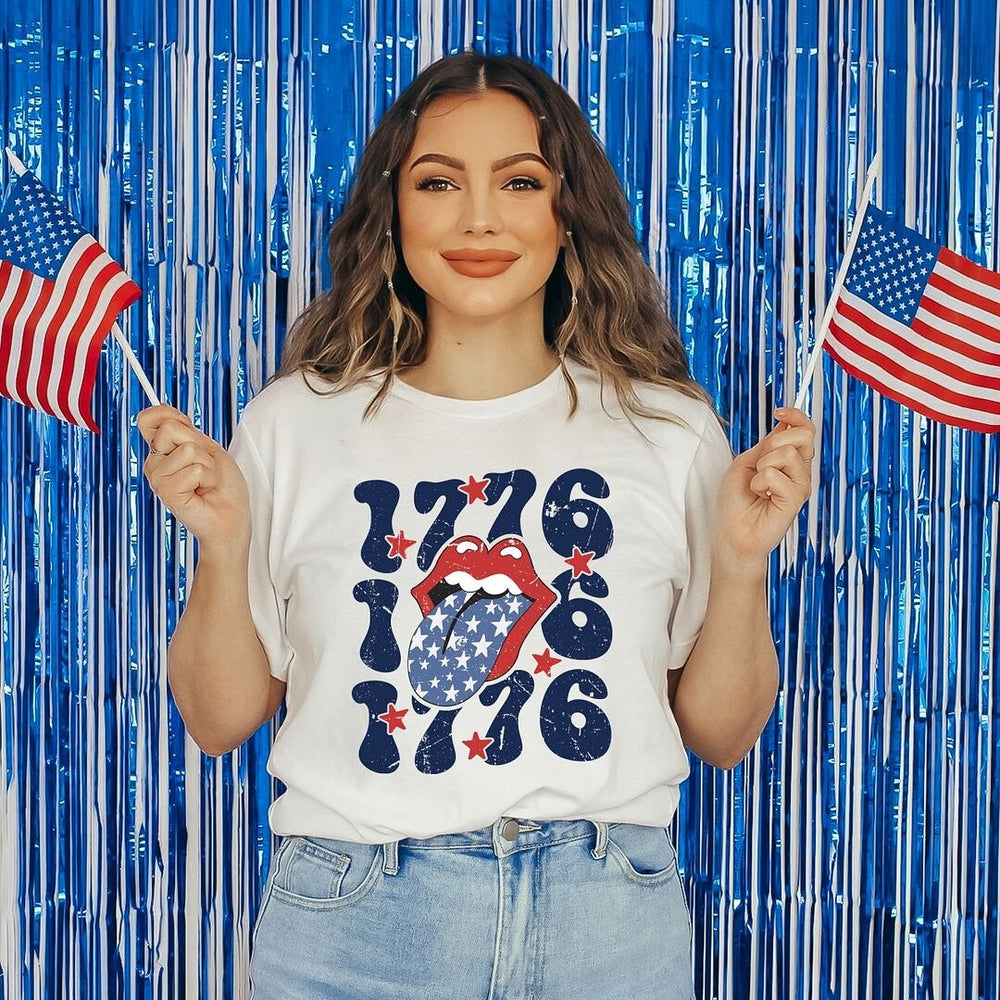 1776 Patriotic Lips Short Sleeve Crewnneck Tee