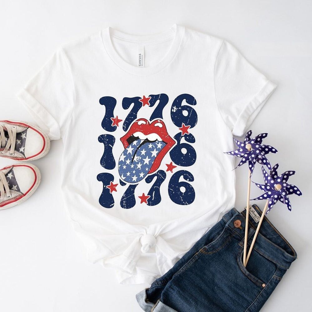 1776 Patriotic Lips Short Sleeve Crewnneck Tee